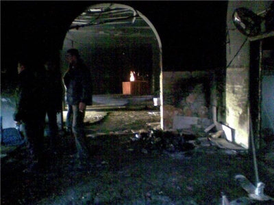 4.5.2010, AV,MAsjid dibakar Zionis, 4981 Pembakaran itu menyebabkan kerusakan yang parah pada bangunan Masjid (foto: av)