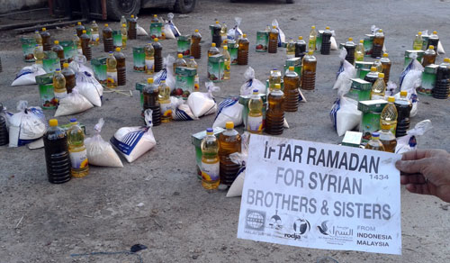 Tinta warna habis, tapi keteguhan kami belum habis, dengan izin Allah. Ghutha Syarqiyyah, pinggiran Damaskus. foto: Sahabat Suriah/Sahabat Al-Aqsha/Radio Rodja/HALUAN/Al-Sarraa