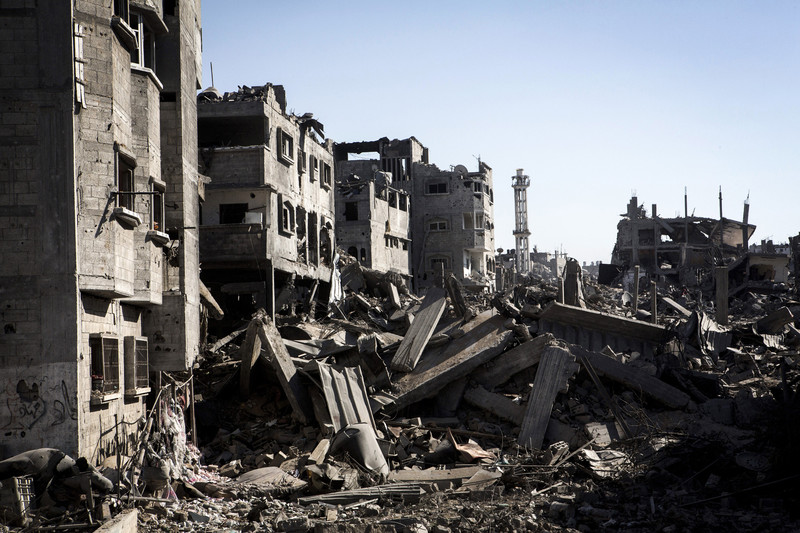 Kerusakan yang disebabkan oleh ‘Israel’ di kawasan Shujaiya, Gaza, Juli 2014. Foto: Anne Paq/ActiveStills