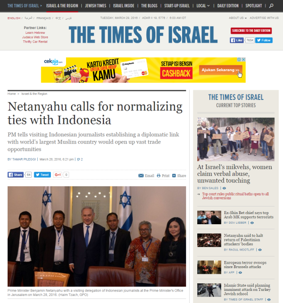 Wartawan Indonesia dan Netanyahu (29 Maret 2016)